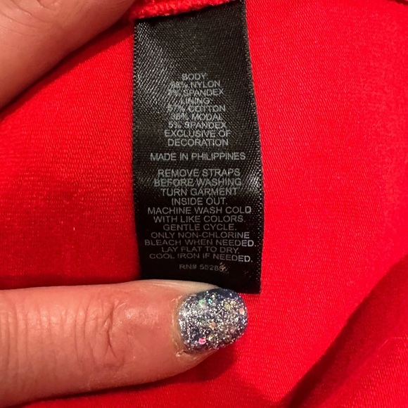 Express Black and Pink Bodycon Strapless Knee-Length Cocktail Dress - Picture 7 of 7